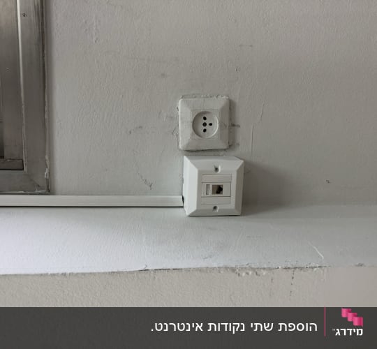 התקנת נקודת רשת בודדת על גבי הקיר עם תעלת חיווט